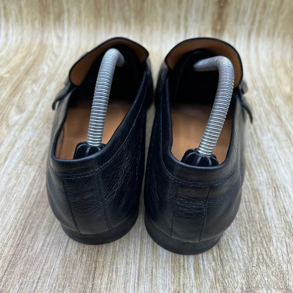 Gucci Slip On Loafers Men's Size 8.5 Black Leather Silver Double G Hardware